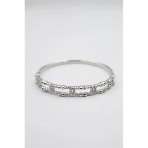 Taşlı Vip Bilezik - Gümüş