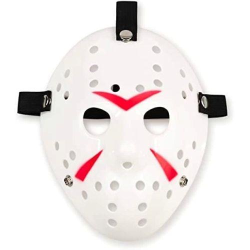 Beyaz Renk Kırmızı Çizgili Tam Yüz Hokey Jason Maskesi Hannibal Maskesi - Lisinya