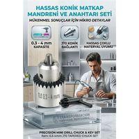 JT0 Konik Mandren Seti | 0.3-4mm Hassas Matkap Ucu Tutucu Anahtarlı 723172