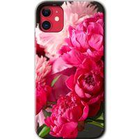 MRCİLETİSİM iPhone 11 Kılıf Baskılı Kapak - Kırmızı Beyaz Gül + 5D Tam Kaplayan Cam