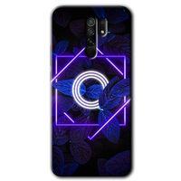 Xiaomi Redmi 9 Kılıf HD Desen Baskılı Arka Kapak - Dark Neon Yaprak O Harfi