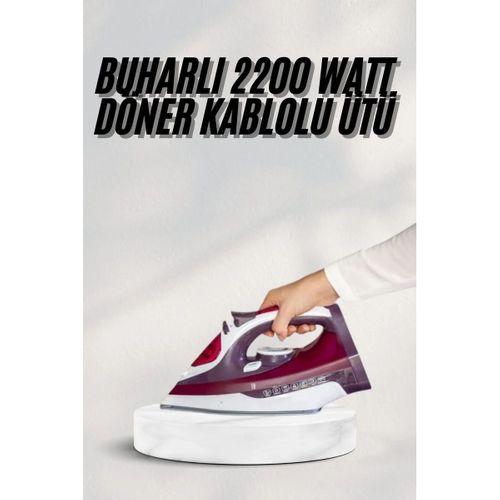 Yeni Nesil Kırmızı Buharlı Ütü 2200 Watt Seramik Tabanlı Yüksek Buhar Gücü