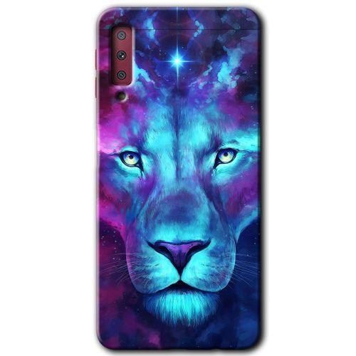 Samsung Galaxy A7 2018 Kılıf HD Desen Baskılı Arka Kapak - Neon Lion