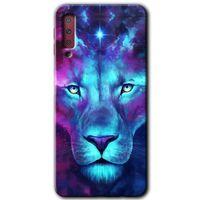 Samsung Galaxy A7 2018 Kılıf HD Desen Baskılı Arka Kapak - Neon Lion