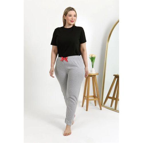 Kadın Pamuklu Büyük Beden Alt Pijama Gri