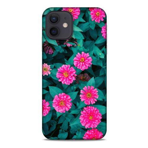 Lopard Apple iPhone 12 Uyumlu Kılıf Bahar (39) Liquid Crystal Kılıf Fuşya Çiçekler