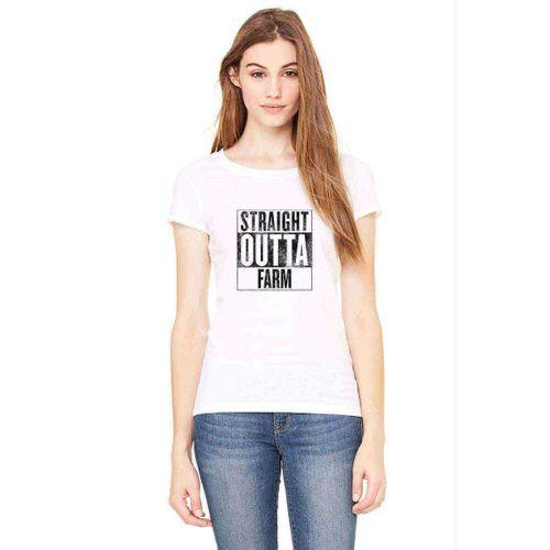 Pubg Straıght Outta Farm Baskılı Beyaz Kadın Tshirt