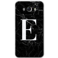Samsung Galaxy J7 2016 HD Baskılı Kılıf + 9D Tam Ekran Koruyucu - Siyah Mermer Desenli E Harf