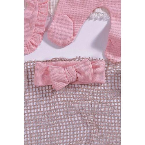 Omuzdan Fırfır Detaylı 5 Parça %100 Pamuk Kız Hastane Çıkışı