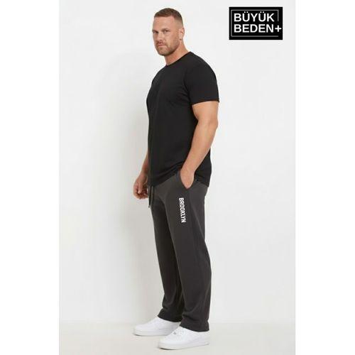 Erkek Büyük Beden BROOKLYN Baskılı Rahat Kesim Paça Reçme  ince Eşofman Altı SPR26EA952-2