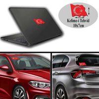 Kelime-i Tehvid - İslam Sancağı Arma,cam, Laptop Etiket Oto Sticker -araç Aksesuar 10x7 Cm