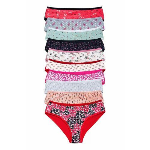 Pamuklu Geniş Kenarlı Likralı Desenli Bato Kadın Külot 10'lu paket