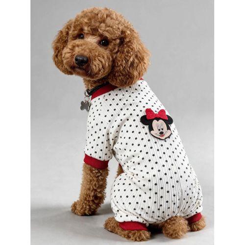 Polka Dot Rouge Minny Köpek Tulumu | Siyah Beyaz Puantiyeli Penye Köpek Pijaması