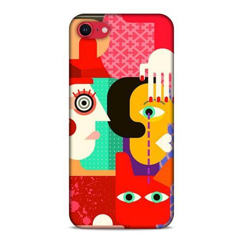 Lopard Apple iPhone SE 2020 Uyumlu Kılıf Soyut Sanat (15) Baskılı Antişok Kılıf