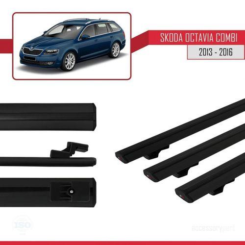 Skoda Octavia COMBI 2013-2016 Arası ile uyumlu Basic Model Ara Atkı Tavan Barı SİYAH 3 ADET