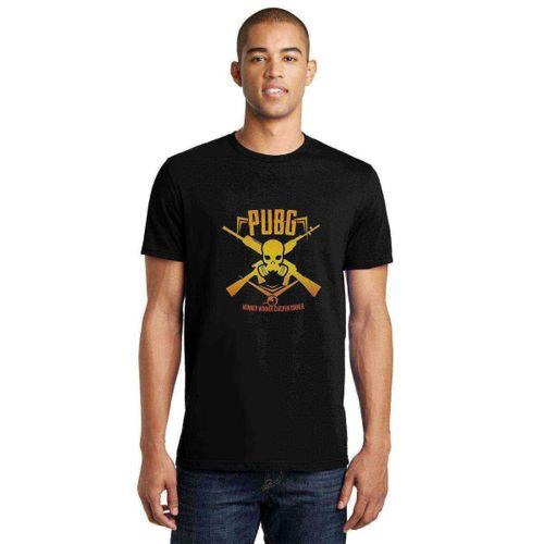 Pubg Kurukafa Sarı Baskılı Siyah Erkek Tshirt