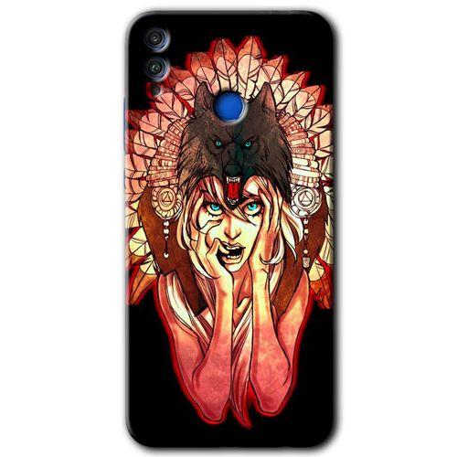 MRCİLETİSİM Honor 8x Kılıf HD Desen Baskılı Arka Kapak + Temperli Cam - Kurt Kız