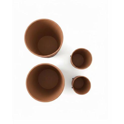 4’lü 3d Kahverengi Ayaklı Dekoratif Saksı Takımı Modern Tasarım