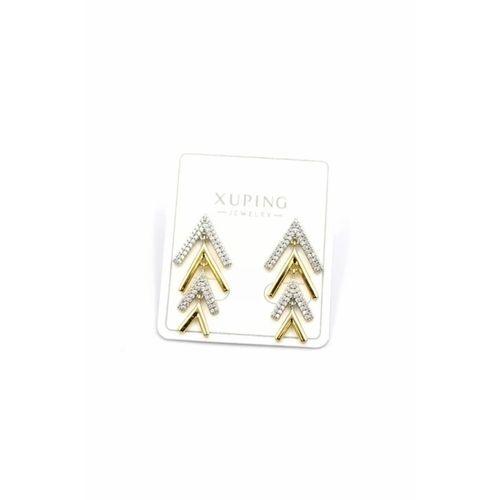 Taşlı Ok Küpe - Altın