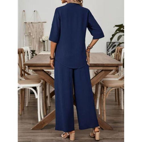 Kadın Kısa Kollu V Yakalı Aerobin Bluz Ve Pantolon Ikili Takım