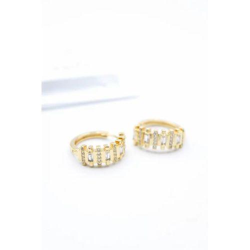 Taşlı Halka Küpe - Altın