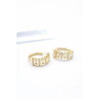 Taşlı Halka Küpe - Altın