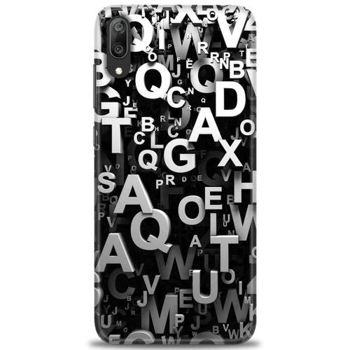 Huawei Y7 Prime 2019 Kılıf HD Baskılı Kılıf - Harfler + Tam Ekran Koruyucu