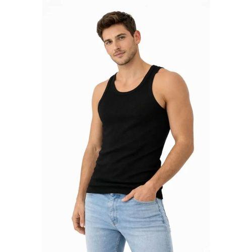 Erkek Fitilli Likralı Kaşkorse Atlet Vücuda Oturan Basic Şıklık - Siyah