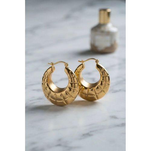 316L Çelik Gold Renk Bohem Halka Model Küpe
