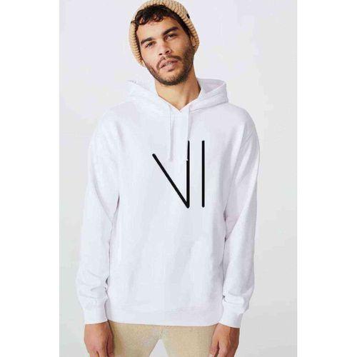 Türk Boyları Oguz Boylari Karkin Tamga Baskılı Beyaz Erkek Kapşonlu Sweatshirt