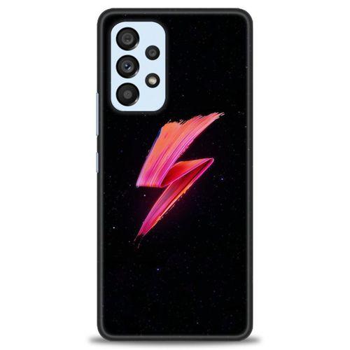 Samsung Galaxy A73 5G Kılıf HD Baskılı Kılıf - Pembe Şimşek + Tam Ekran Koruyucu