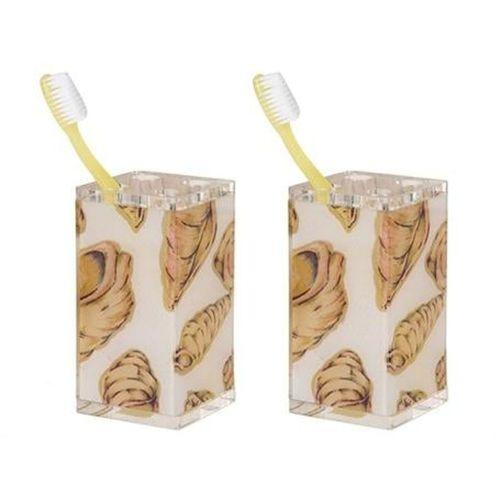 2 Adet Diş Fırçalık İstiridye Akrilik  6X6X12Cm Banyo Seti