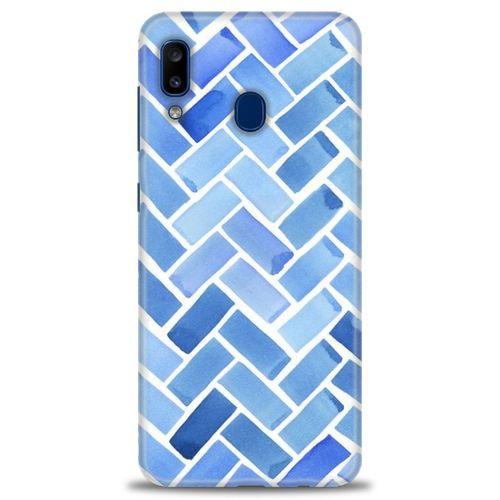Samsung Galaxy A20 Kılıf HD Baskılı Kılıf - Mavi + Tam Ekran Koruyucu