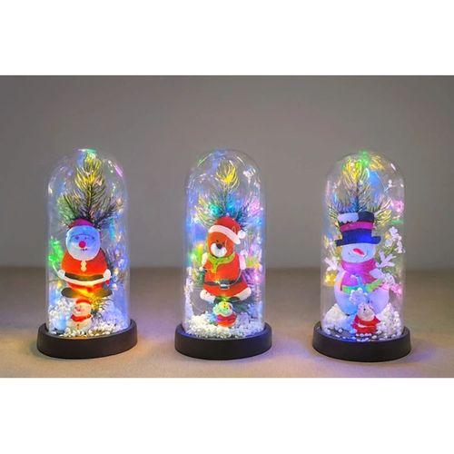 Yılbaşı Temalı Işıklı  Dekoratif Cam Fanus