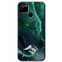 Realme C21 Kılıf HD Desen Baskılı Arka Kapak - Yeşil Kurt + Kırılmaz Cam