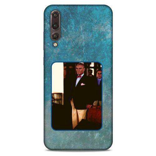 Huawei P20 Pro Kılıf Atatürk (30) Silicone Case Turkuaz Taş