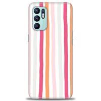 Oppo Reno 6 Kılıf HD Baskılı Kılıf - Pembe Çubuklar + Tam Ekran Koruyucu