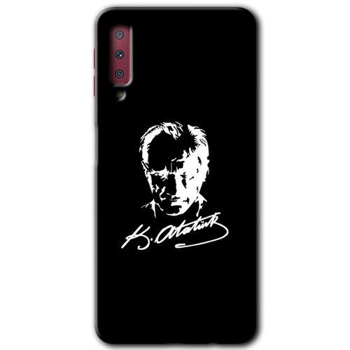 Galaxy A7 2018 Kılıf HD Desen Baskılı Arka Kapak - Atatürk Silüet İmza
