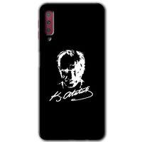 Galaxy A7 2018 Kılıf HD Desen Baskılı Arka Kapak - Atatürk Silüet İmza