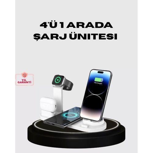 Apple Uyumlu Kablosuz Şarj İstasyonu 4 Cihaz Destekli Ve Hızlı Şarjlı