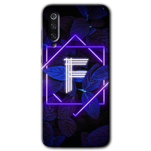 MRCİLETİSİM Xiaomi Mi 9 Kılıf Baskılı Kapak - Dark Neon Yaprak F Harfi + 5D Tam Kaplayan Cam