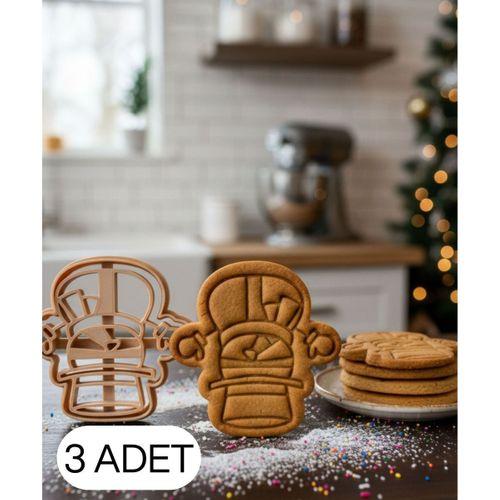3Lü Noel Askeri Fındıkkıran Kurabiye Kalıbı Şapkalı Asker Çift Parça Şeker ve Oyun Hamuru Kesici