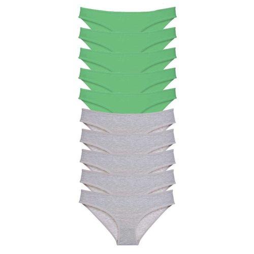 10 Adet Süper Eko Set Likralı Kadın Slip Külot Yeşil Gri