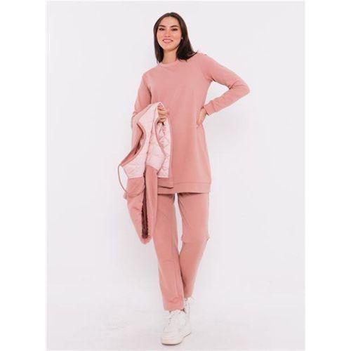 Minimal Kapitoneli Yelekli Spor Üçlü Takım - 70060.034 - Pudra