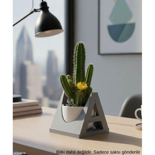 Gri A Harf Seklinde Mini Dekoratif Saksi Ismine Ozel Bas Harf Tasarim 75 Cm Masa Ustu Ofis Dekoru