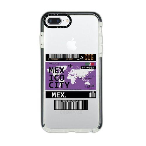 iPhone 7 Plus Casetify Mexico Ticket Desenli Anti Shock Premium Silikonlu Siyah Kenar Detaylı Telefo
