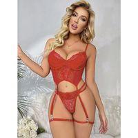 Kırmızı Jartiyer Fantezi Takım