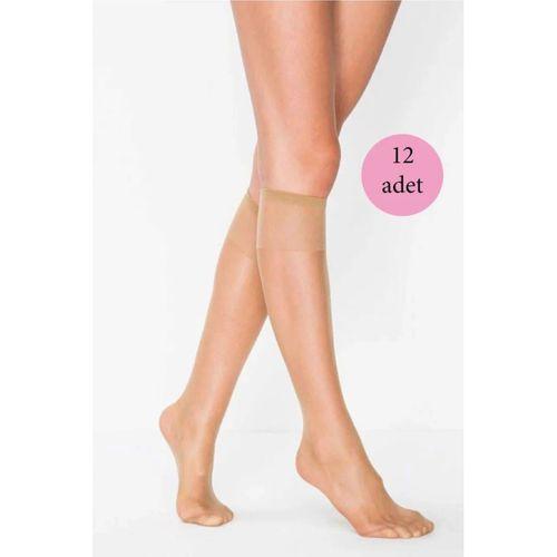 12 Adet Süper Ince 15 den Mat Pantolon Çorabı Bronz