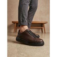 BLF-010 Erkek Sneaker Günlük Casual Spor Ayakkabı Kahverengi Siyah Taban