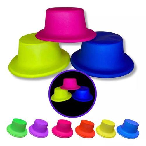 Neon Partisi Sarı Plastik Fötr Şapka Canlı Renkli Parti Aksesuarı